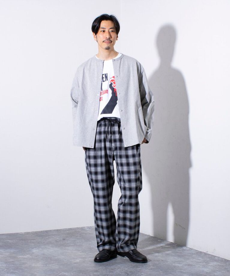 GLOSTER「【GLOSTER/グロスター】BACK FANCY 裏地配色クルーネックカーディガン スナップボタン」|カーディガン|
