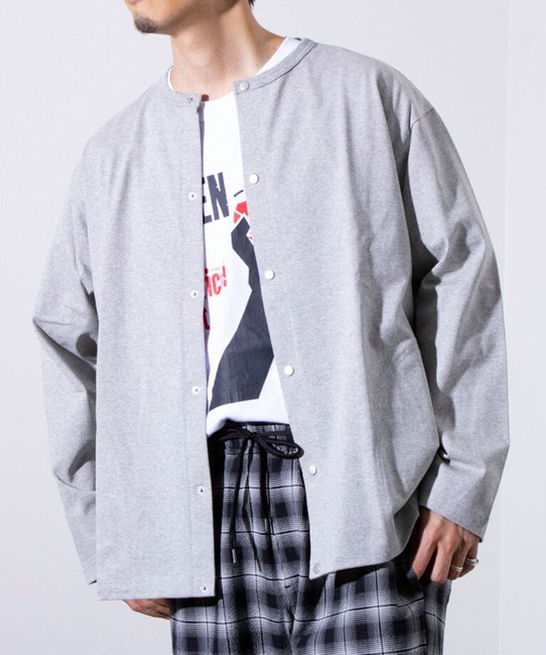GLOSTER「【GLOSTER/グロスター】BACK FANCY 裏地配色クルーネックカーディガン スナップボタン」|カーディガン|