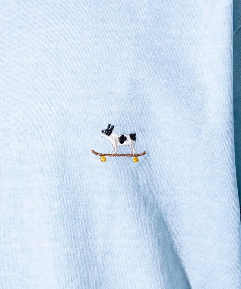 GLOSTER「【GLOSTER/グロスター】16天竺 フレンチブルドッグ刺繍 ショートスリーブTシャツ」|Tシャツ・カットソー|
