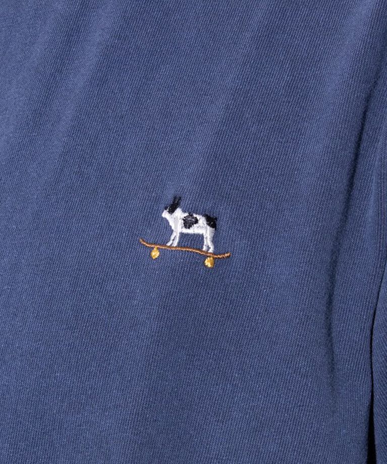 GLOSTER「【GLOSTER/グロスター】16天竺 フレンチブルドッグ刺繍 ショートスリーブTシャツ」|Tシャツ・カットソー|