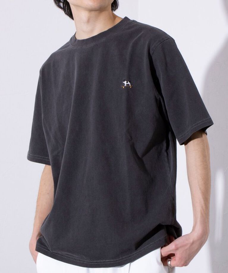 GLOSTER「【GLOSTER/グロスター】16天竺 フレンチブルドッグ刺繍 ショートスリーブTシャツ」|Tシャツ・カットソー|