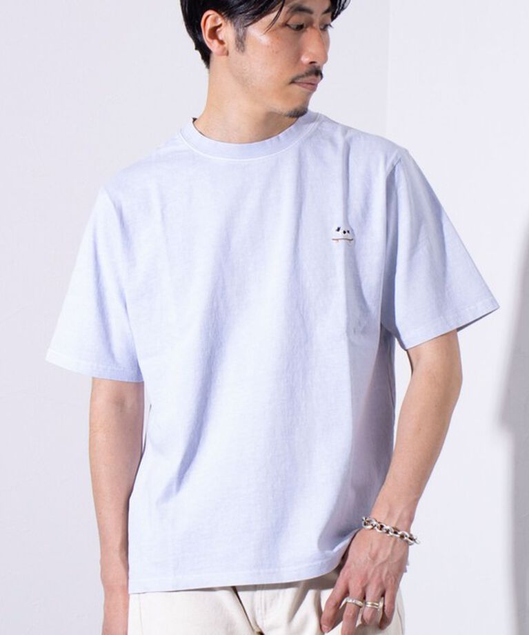 GLOSTER「【GLOSTER/グロスター】16天竺 フレンチブルドッグ刺繍 ショートスリーブTシャツ」|Tシャツ・カットソー|ライトグレー