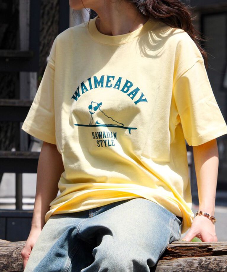 GLOSTER「【GLOSTER/グロスター】ハワイヌ ワイメアベイ クルーネック プリントTシャツ」|Tシャツ・カットソー|