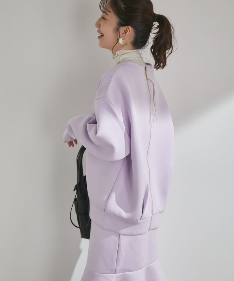 VIS「【モイストスフレタッチ】アルガンオイルでしっとり。バックフルジッププルオーバー」|スウェット・ジャージ|