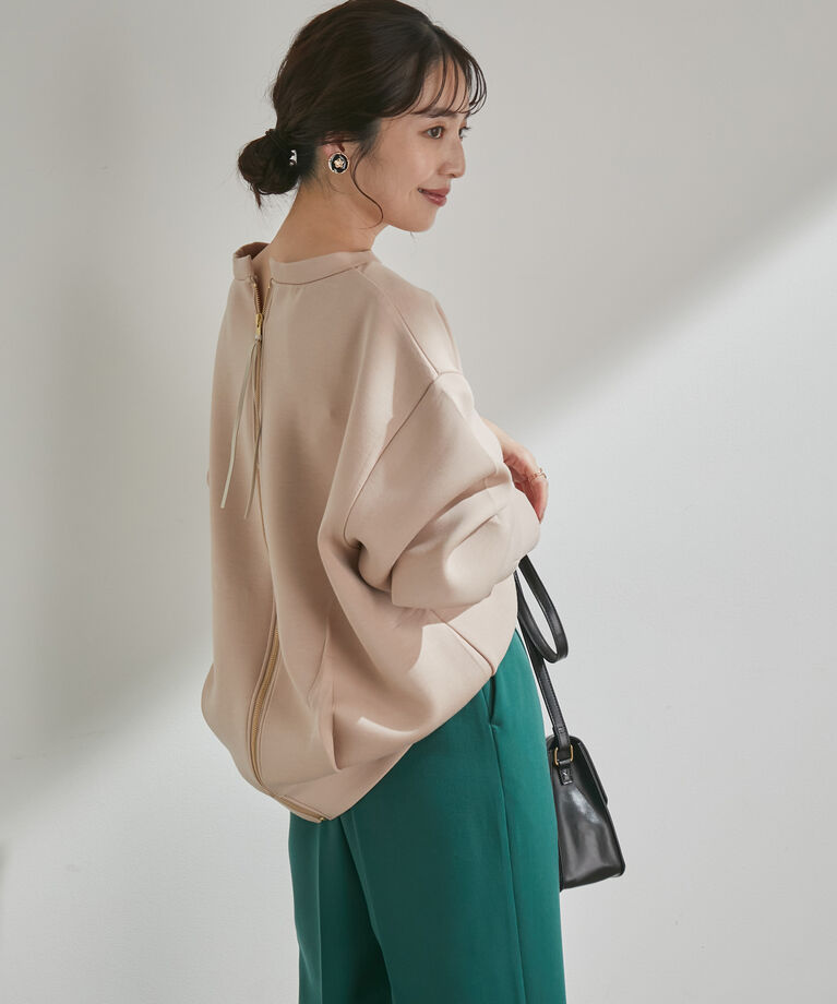 VIS「【モイストスフレタッチ】アルガンオイルでしっとり。バックフルジッププルオーバー」|スウェット・ジャージ|