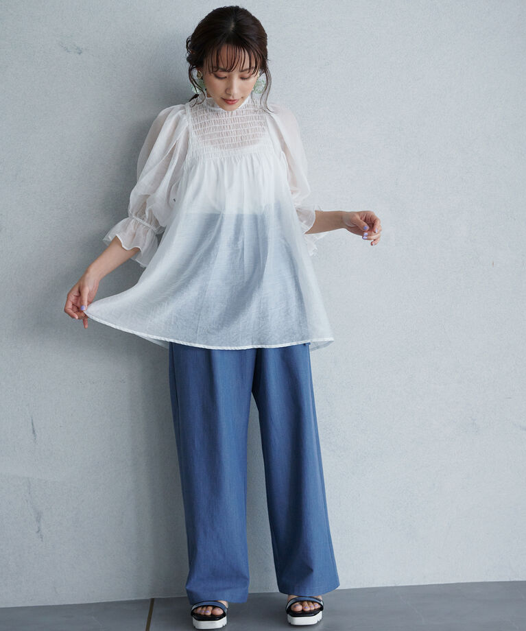 VIS「【高橋愛さんコラボ】上品な透け感で透明感をプラス。シアーブラウス」|シャツ・ブラウス|