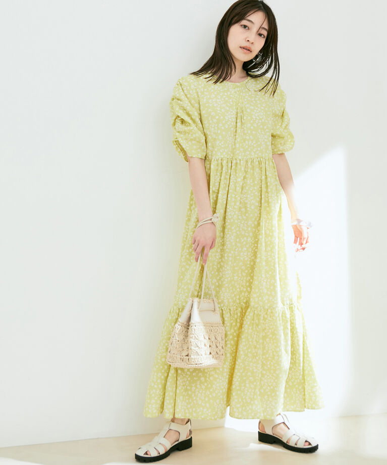 VIS「【EASY CARE】袖ボリュームフラワープリントワンピース」|ワンピース|