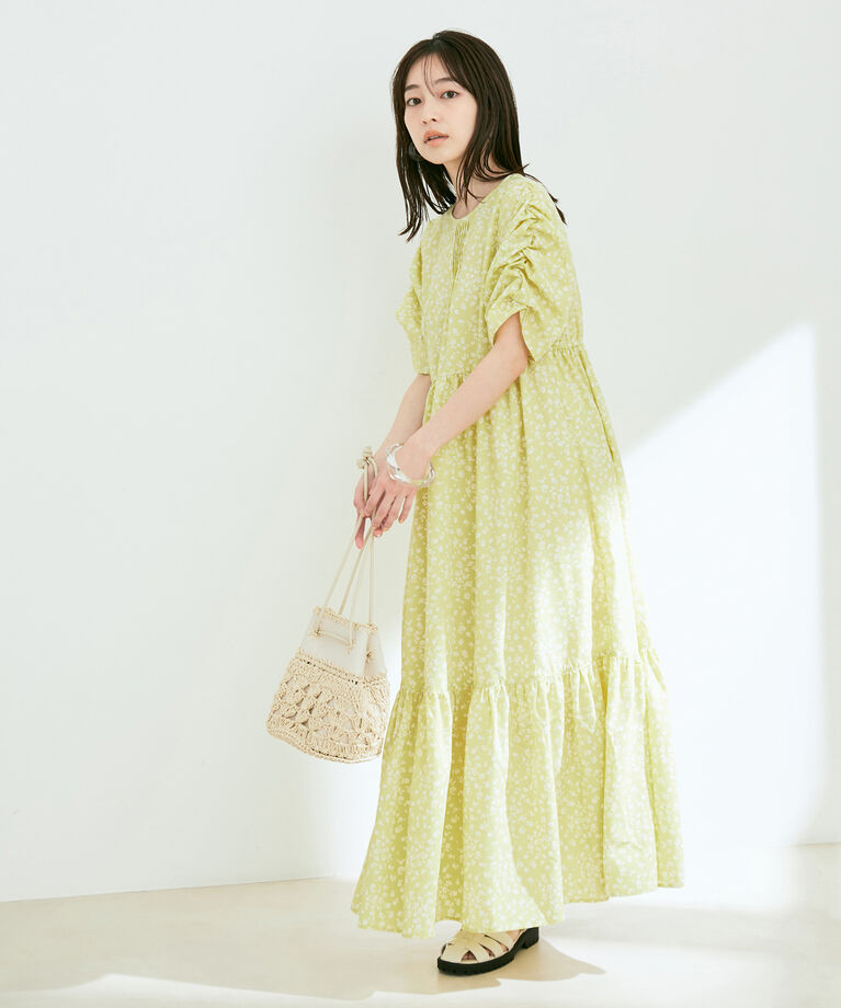 VIS「【EASY CARE】袖ボリュームフラワープリントワンピース」|ワンピース|