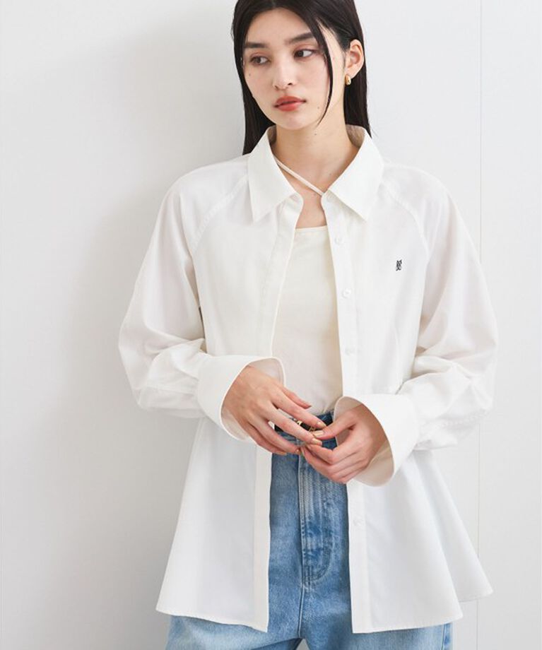 VIS「【洗える】【防シワ】ワンポイント刺繍ペプラムシャツ」|シャツ・ブラウス|シロメイン