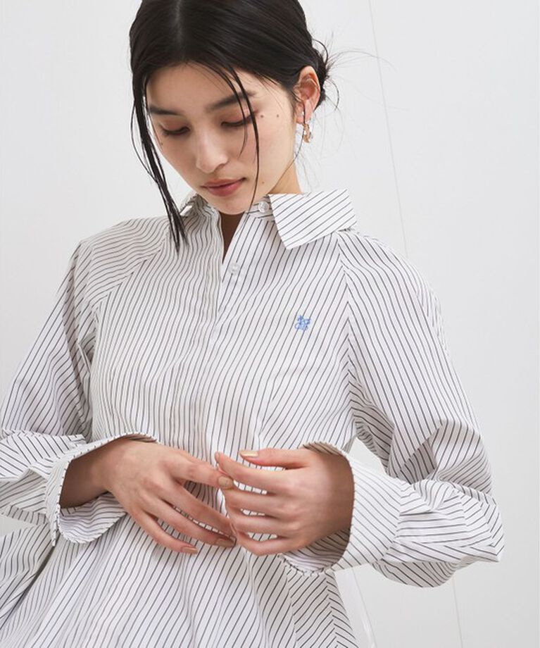 VIS「【洗える】【防シワ】ワンポイント刺繍ペプラムシャツ」|シャツ・ブラウス|