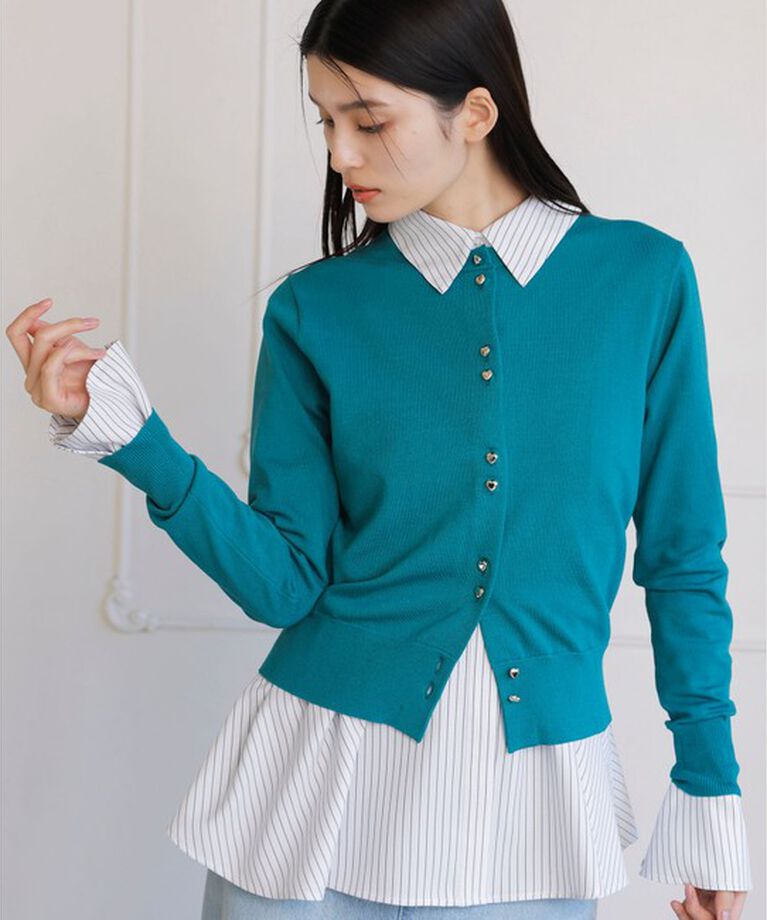 VIS「【洗える】【防シワ】ワンポイント刺繍ペプラムシャツ」|シャツ・ブラウス|