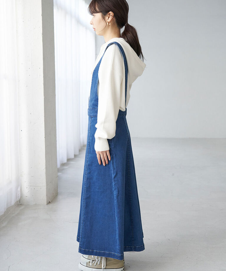 Rope’Picnic「【WEB限定36サイズ】ストレッチデニムジャンパースカート」|ジャンパースカート|