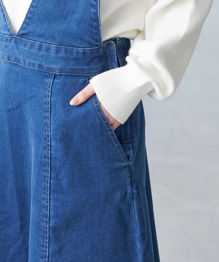 Rope’Picnic「【WEB限定36サイズ】ストレッチデニムジャンパースカート」|ジャンパースカート|