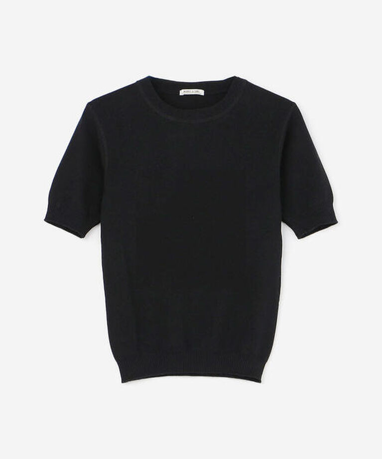 Morris & Sons「MORRIS & SONS | コットン 半袖ニットTシャツ WOMEN」|ニット・セーター|BLACK