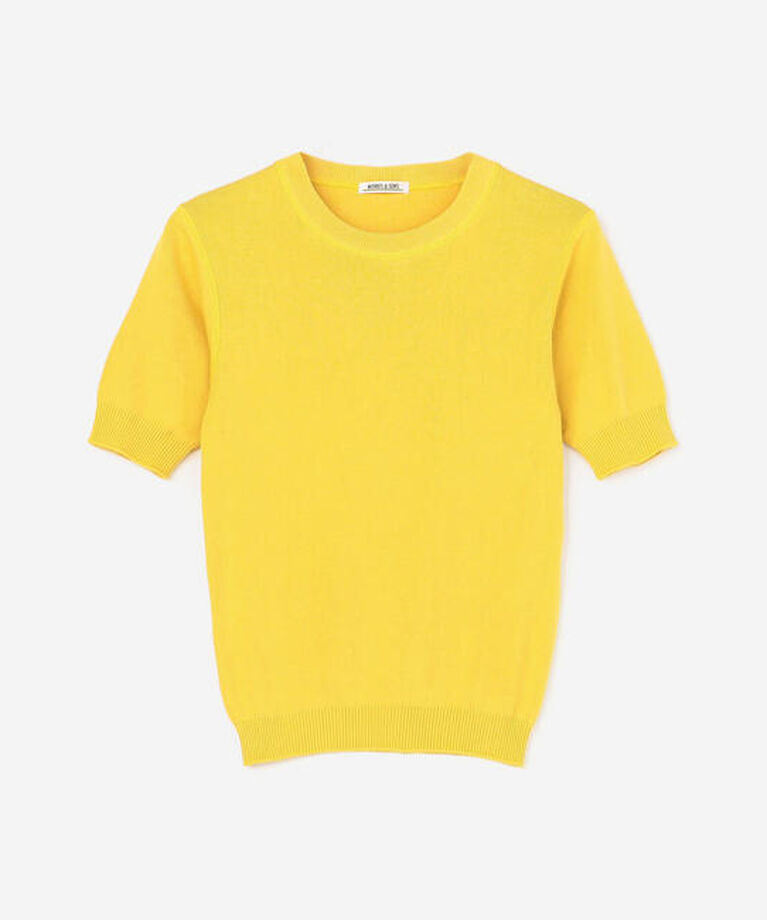 Morris & Sons「MORRIS & SONS | コットン 半袖ニットTシャツ WOMEN」|ニット・セーター|YELLOW