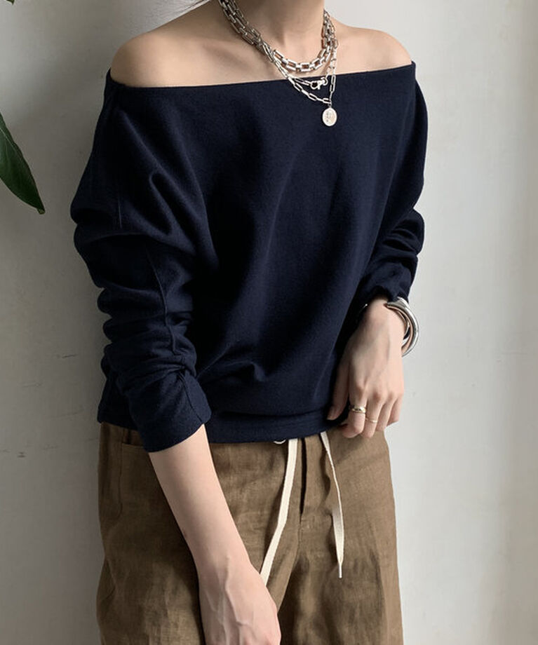  「ブークレーダンボールオフショル」|Tシャツ・カットソー|ネイビー