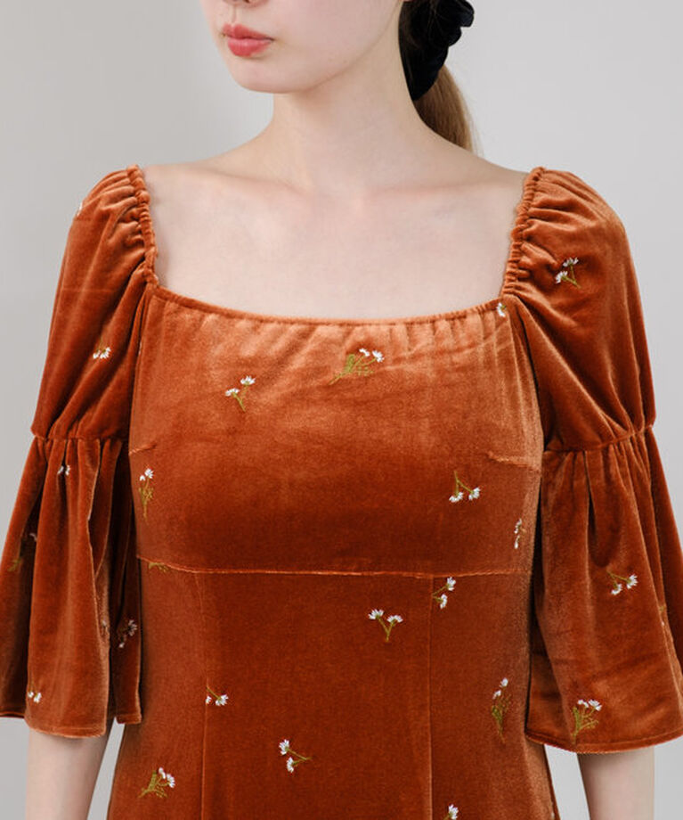  「【オケージョンドレス/結婚式】velour bell sleeve dress」|ドレス|