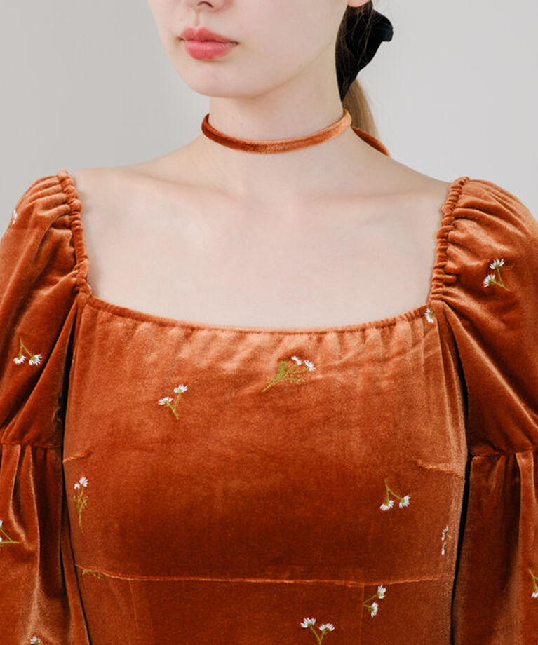  「【オケージョンドレス/結婚式】velour bell sleeve dress」|ドレス|
