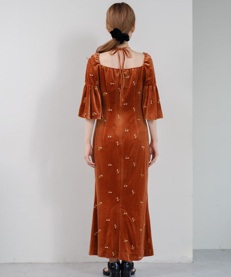  「【オケージョンドレス/結婚式】velour bell sleeve dress」|ドレス|