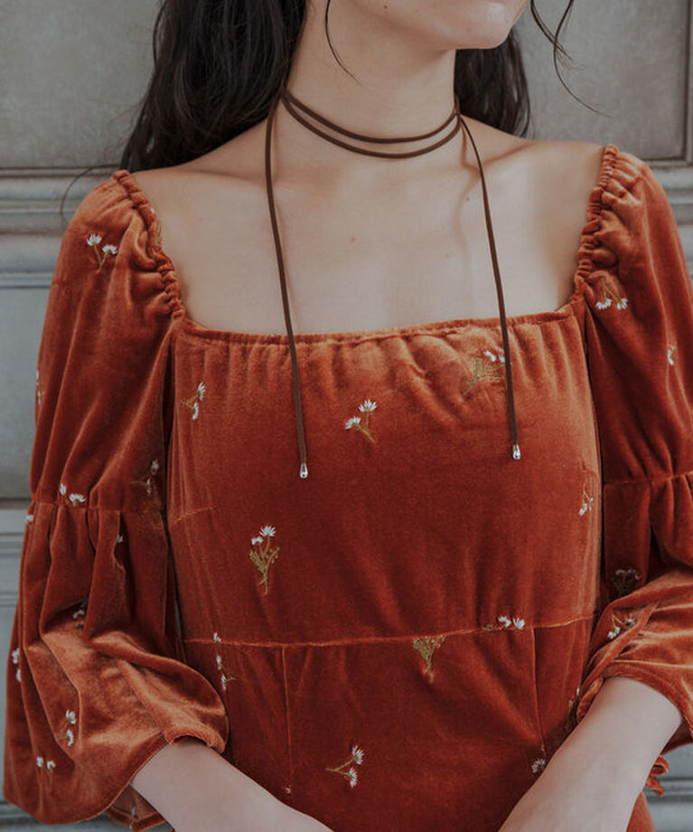  「【オケージョンドレス/結婚式】velour bell sleeve dress」|ドレス|