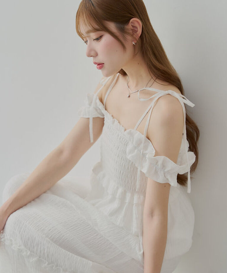  「【5色展開】フリルデザインベアワンピース」|ワンピース|ホワイト