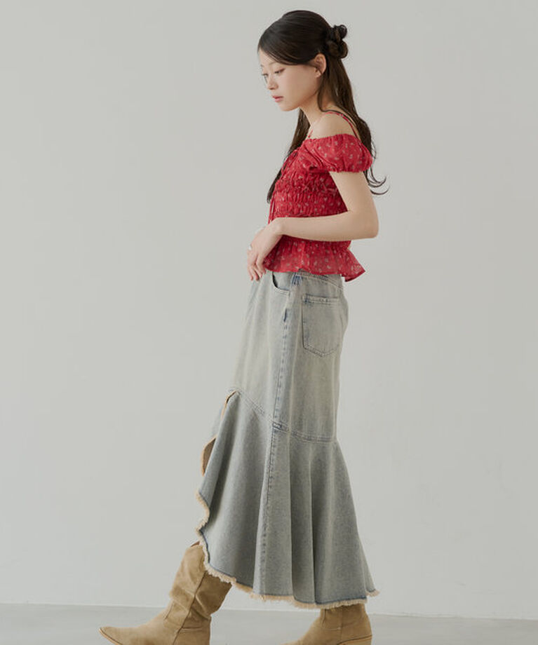  「【5色展開】シアーフラワーシャーリングフレンチブラウス」|シャツ・ブラウス|