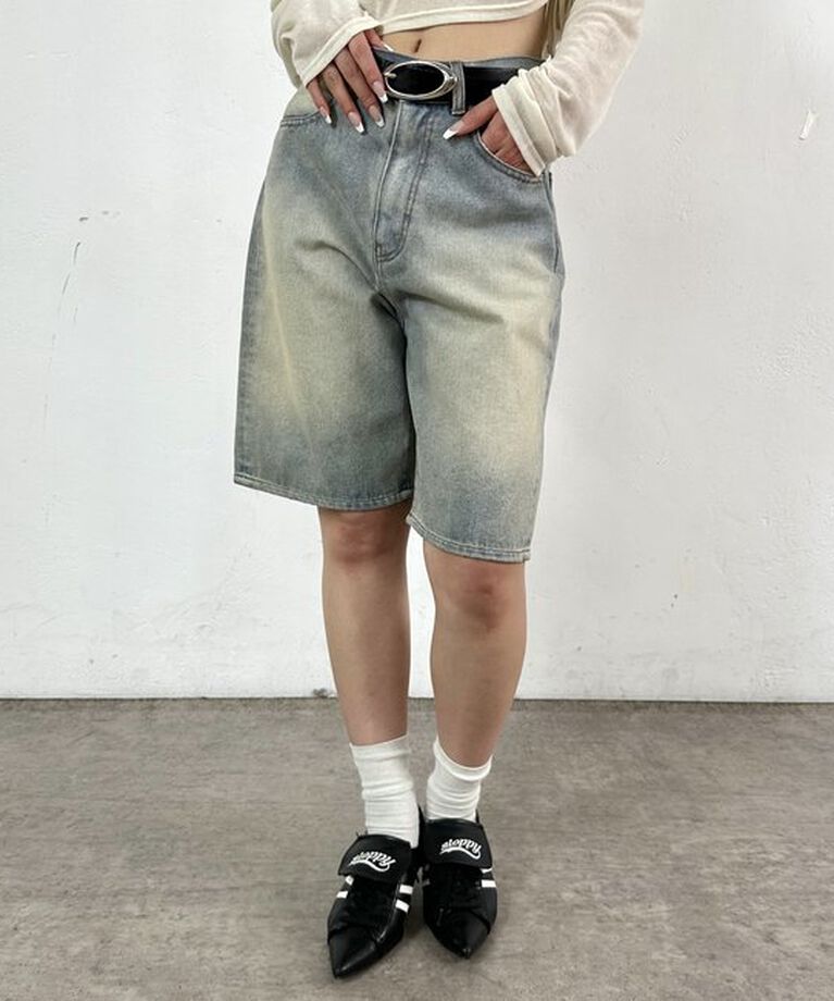  「【SLOPPY/スロッピー】ハーフデニムパンツ」|デニム|サックスブルー