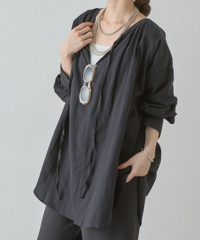  「《さらっとした着心地》《体型カバーも叶う》はしごレースボリュームチュニック」|シャツ・ブラウス|
