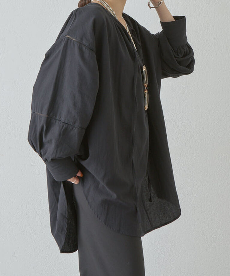  「《さらっとした着心地》《体型カバーも叶う》はしごレースボリュームチュニック」|シャツ・ブラウス|