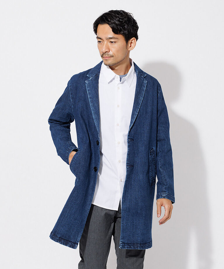 ABAHOUSE「【セットアップ対応】ストレッチ デニム チェスターコート」|その他|ブルー