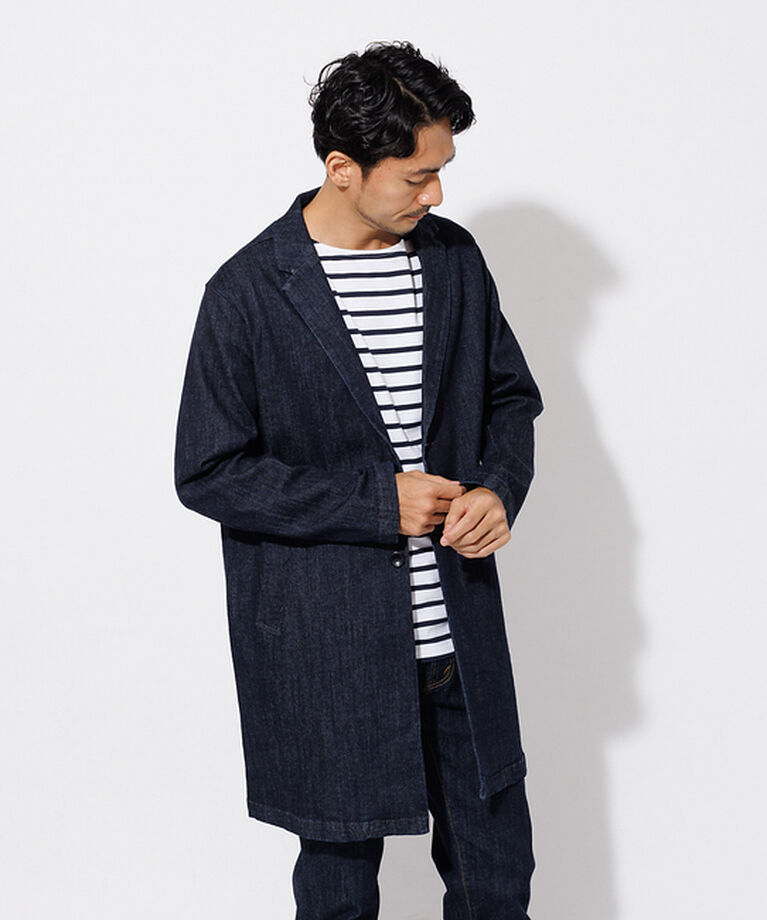 ABAHOUSE「【セットアップ対応】ストレッチ デニム チェスターコート」|その他|ネイビー