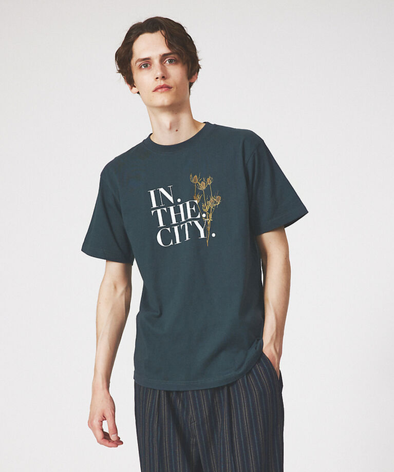 ABAHOUSE「【IN THE CITY】ドライフラワー 半袖 Tシャツ」|Tシャツ・カットソー|ブルーグレー