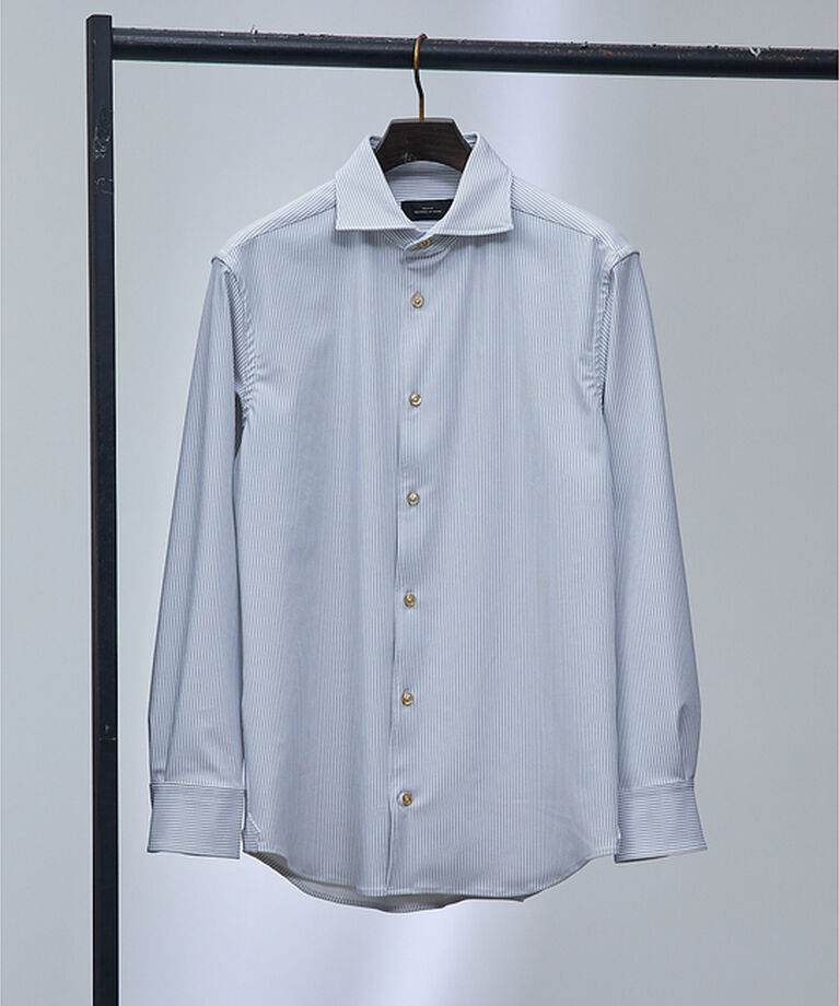 ABAHOUSE「【FLEX SHIRTS / Dry Moment使用】ナロウストライプ シャツ」|シャツ・ブラウス|