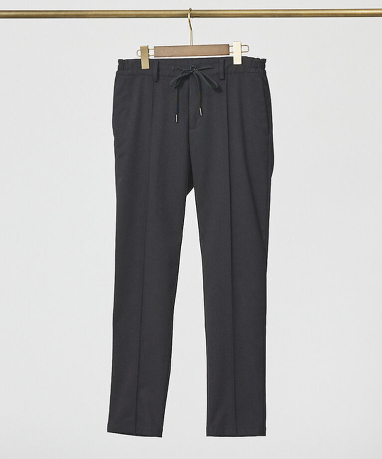 ABAHOUSE「【FLEX PANTS】ピンタック イージーパンツ /TR 強撚 ボタニーサージ」|スラックス|ダークネイビー