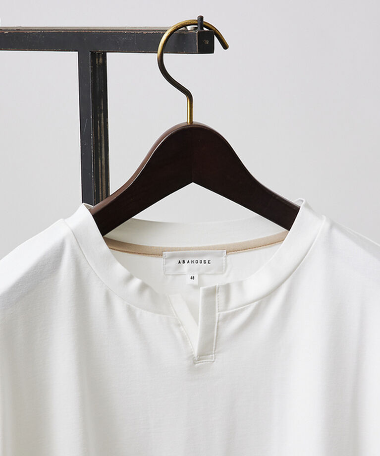 ABAHOUSE「【キーネック】クリアポンチ フェイクレイヤード Tシャツ」|Tシャツ・カットソー|
