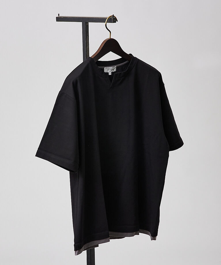 ABAHOUSE「【キーネック】クリアポンチ フェイクレイヤード Tシャツ」|Tシャツ・カットソー|