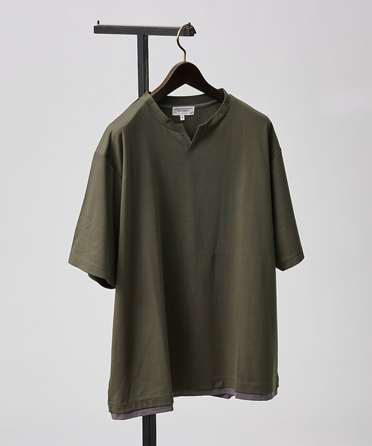 ABAHOUSE「【キーネック】クリアポンチ フェイクレイヤード Tシャツ」|Tシャツ・カットソー|