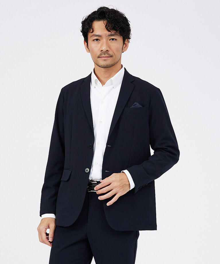 ABAHOUSE「【セットアップ対応】シルキータッチ ウォッシャブル ジャケット」|テーラードジャケット|ネイビー