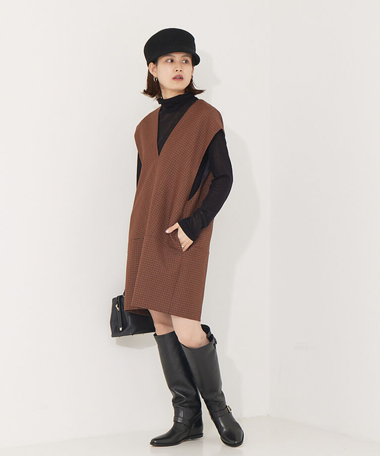 Rouge vif「チェックVネックワンピース」|ワンピース|