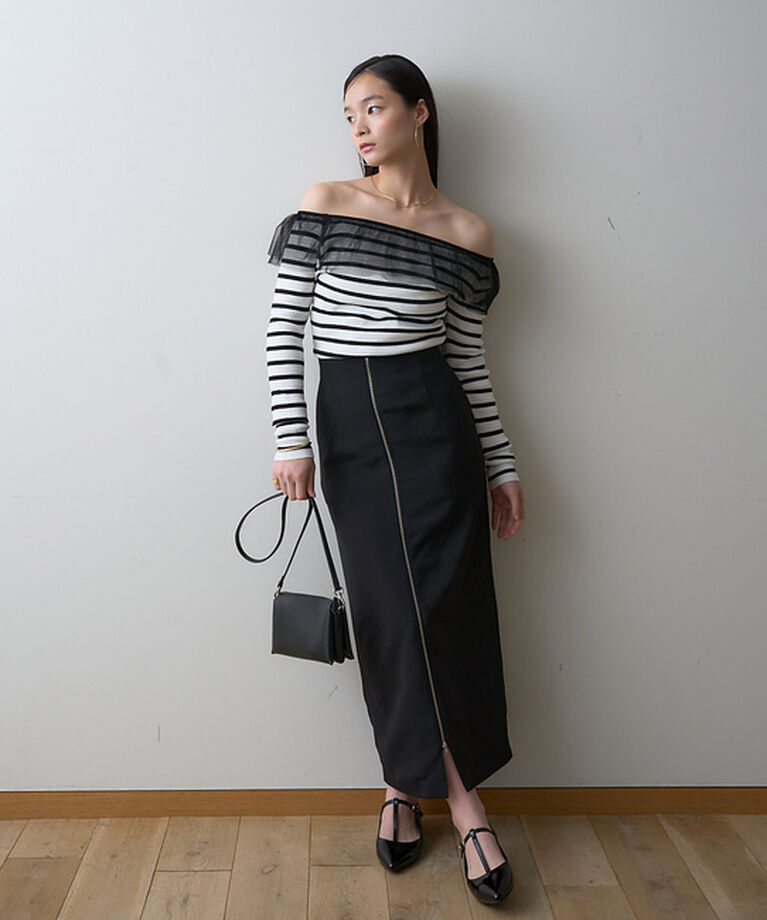 Rouge vif「【一部店舗限定】フロントZIPストレッチハイウエストスカート」|スカート|