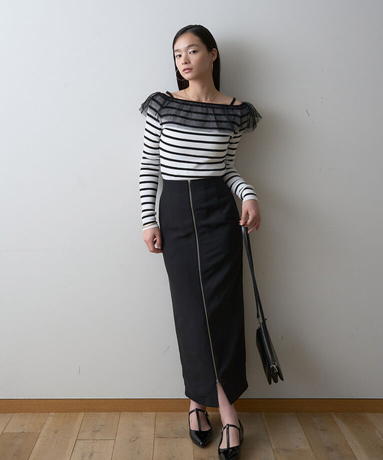 Rouge vif「【一部店舗限定】フロントZIPストレッチハイウエストスカート」|スカート|