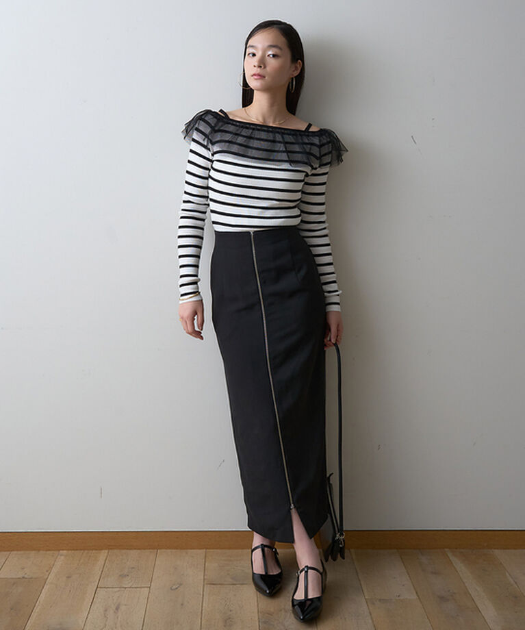 Rouge vif「【一部店舗限定】フロントZIPストレッチハイウエストスカート」|スカート|