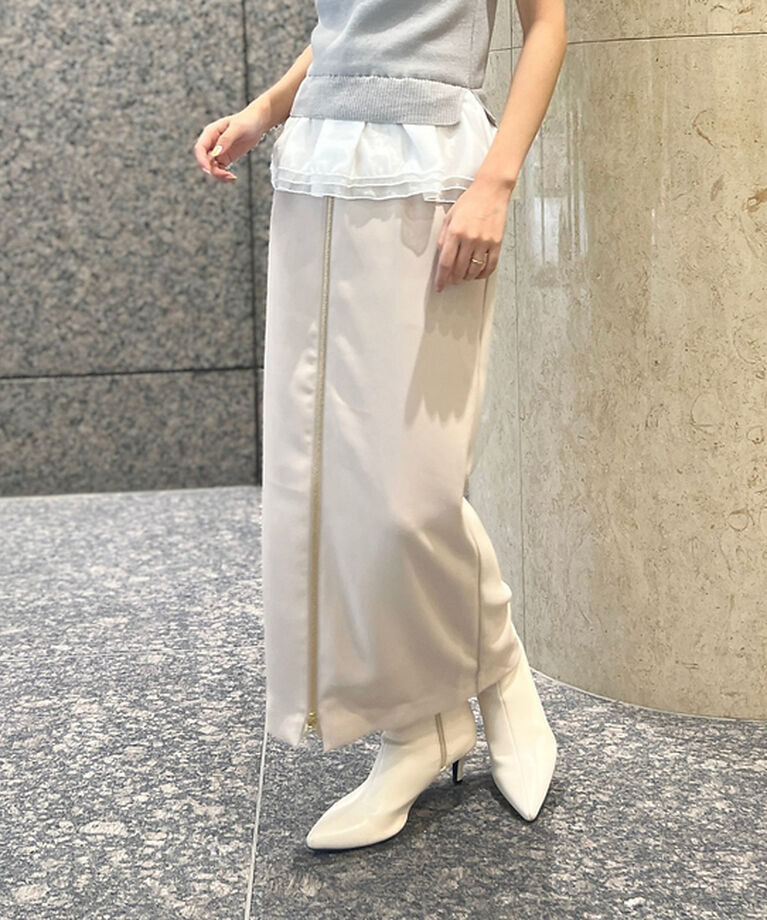 Rouge vif「【一部店舗限定】フロントZIPストレッチハイウエストスカート」|スカート|ベージュ
