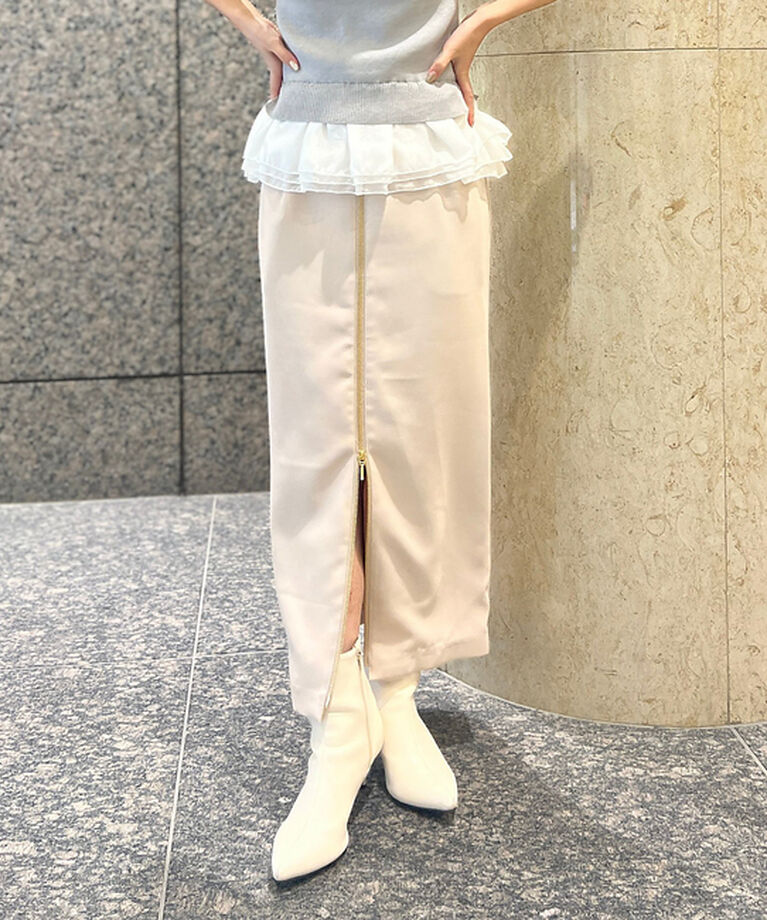Rouge vif「【一部店舗限定】フロントZIPストレッチハイウエストスカート」|スカート|