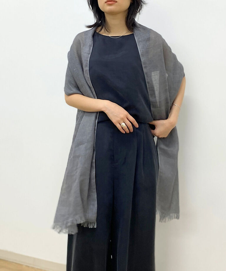 Rouge vif「【The Bagmati/ザ バグマティ】リネンストール」|マフラー|チャコールグレー