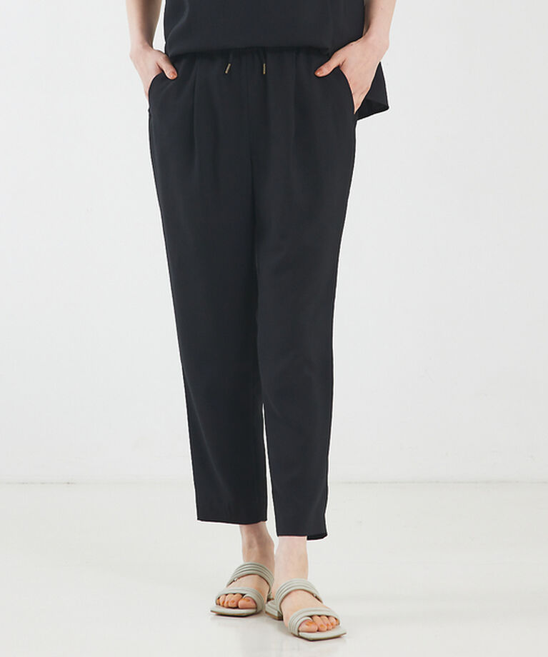 qualite「【セットアップ対応】バックサテンジョーゼットパンツ」|その他|ブラック