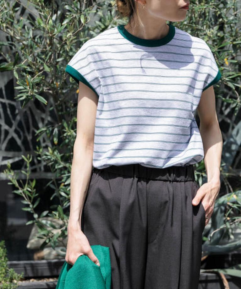 URBAN RESEARCH DOORS「DOORS FORK&SPOON　カラーボーダーショートスリーブTシャツ」|Tシャツ・カットソー|
