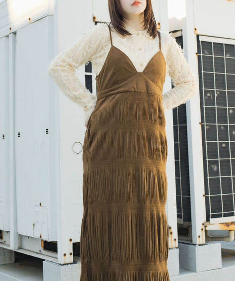  「KBF マジョリカプリーツキャミワンピース」|ワンピース|BROWN