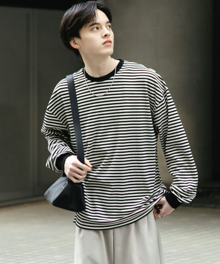SENSE OF PLACE by URBAN RESEARCH「SENSE OF PLACE ワッフルボーダーロングTシャツ」|Tシャツ・カットソー|WHITE