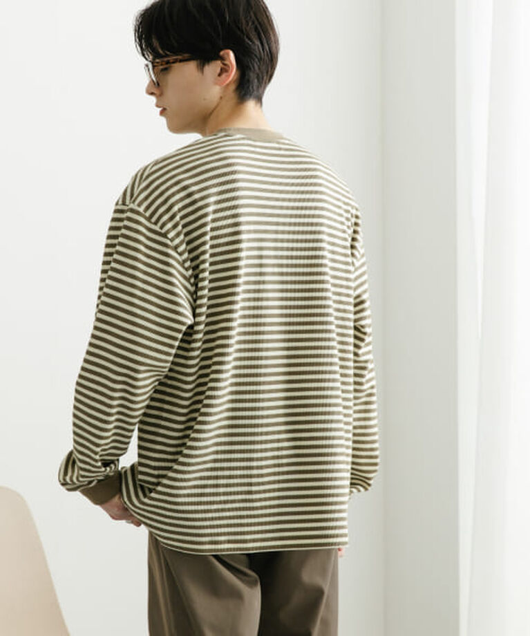 SENSE OF PLACE by URBAN RESEARCH「SENSE OF PLACE ワッフルボーダーロングTシャツ」|Tシャツ・カットソー|